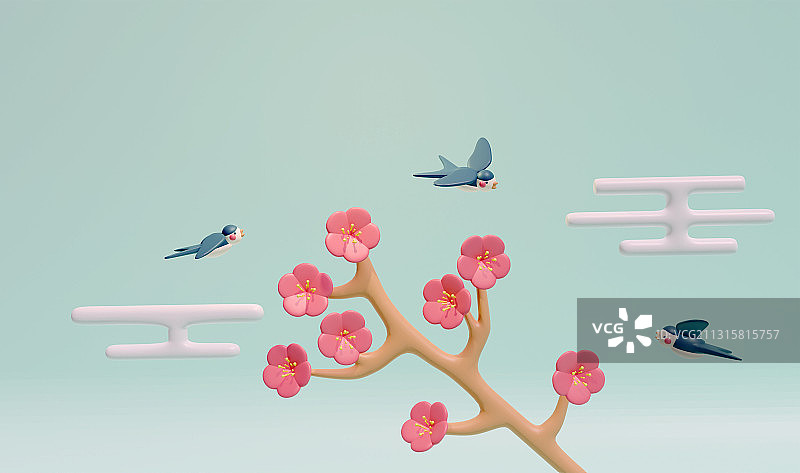 桃花和燕子的立春节气背景图片素材