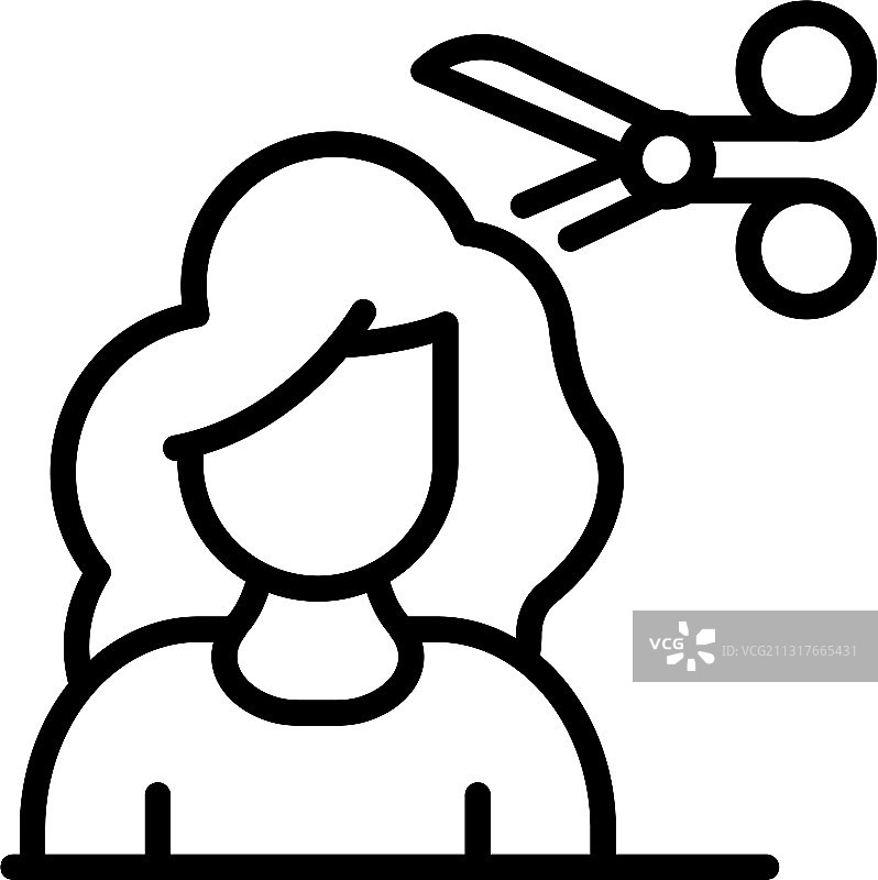 女人剪头发图标轮廓风格图片素材