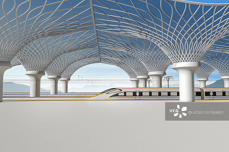 高速列车车站和站台图片素材