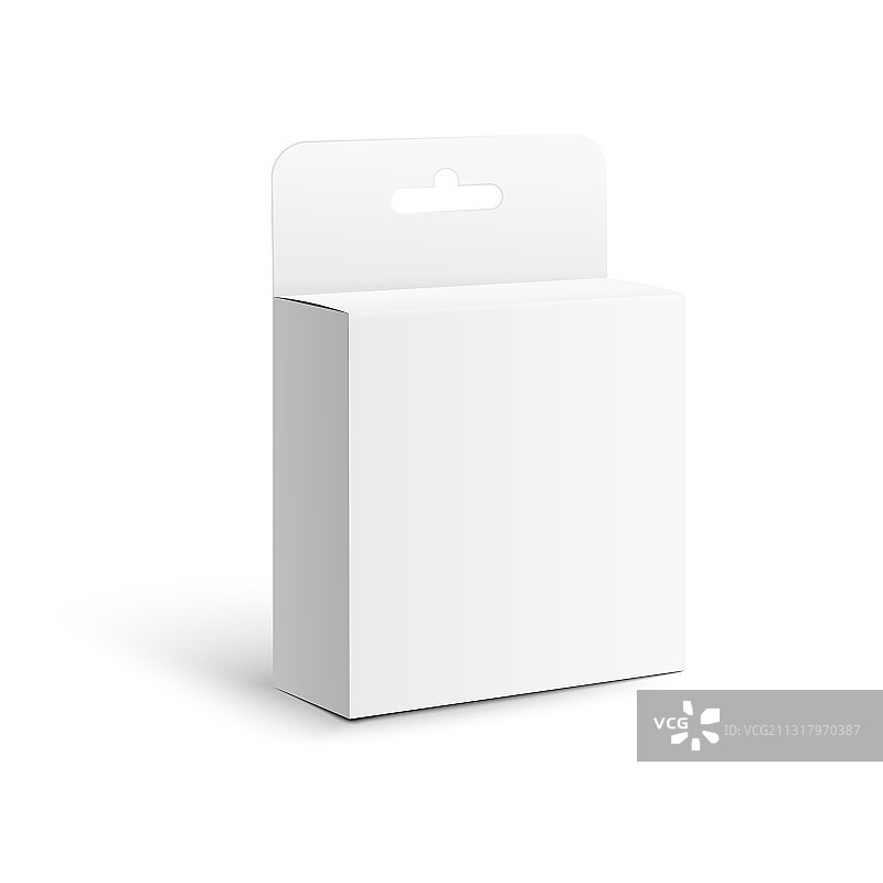 白色盒子容器与悬挂标签现实图片素材