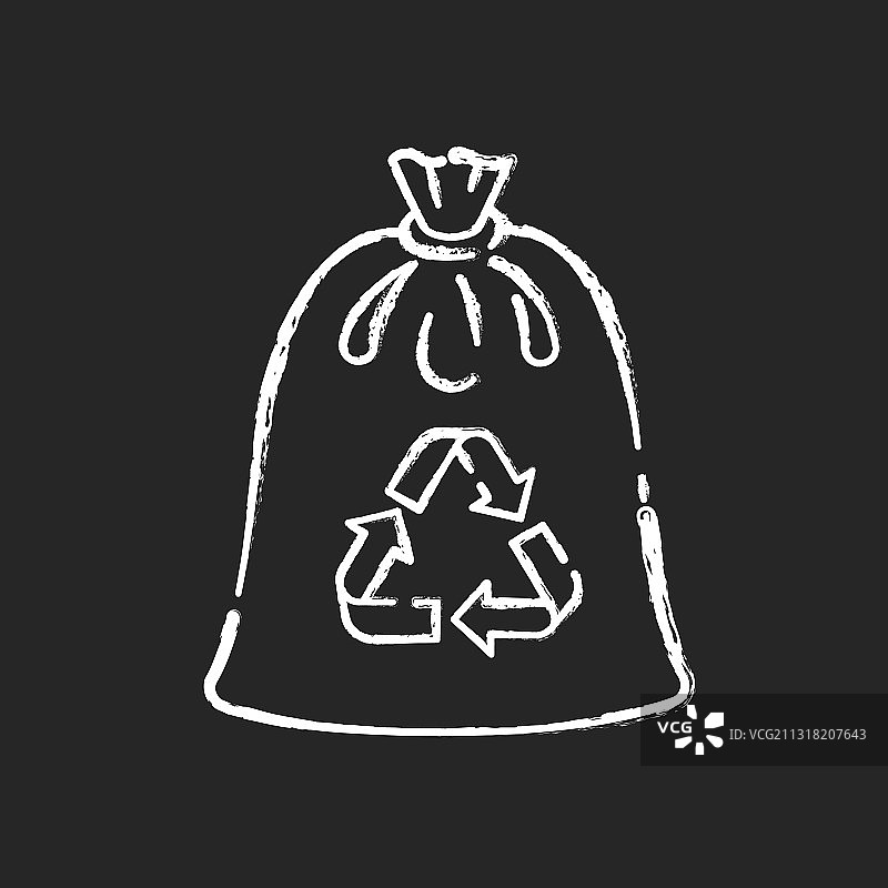 可堆肥的垃圾袋粉笔白色的图标上的黑色图片素材