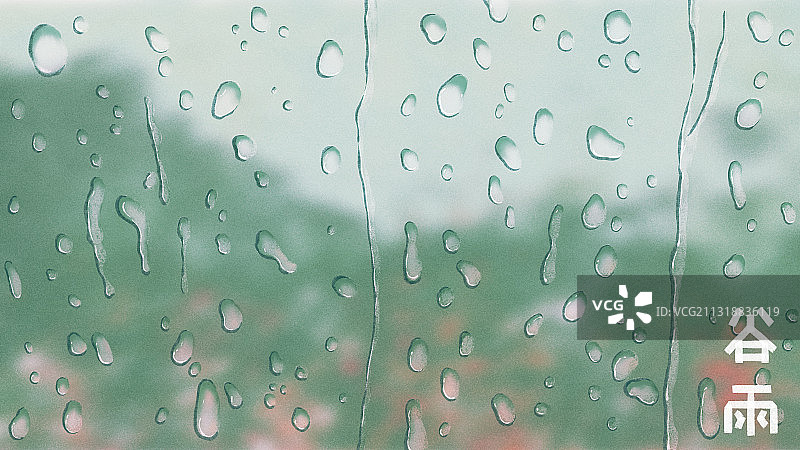 文艺风二十四节气风景谷雨 横版质感肌理 含字体设计图片素材