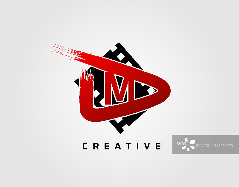 电影玩字母m标志设计概念模板图片素材