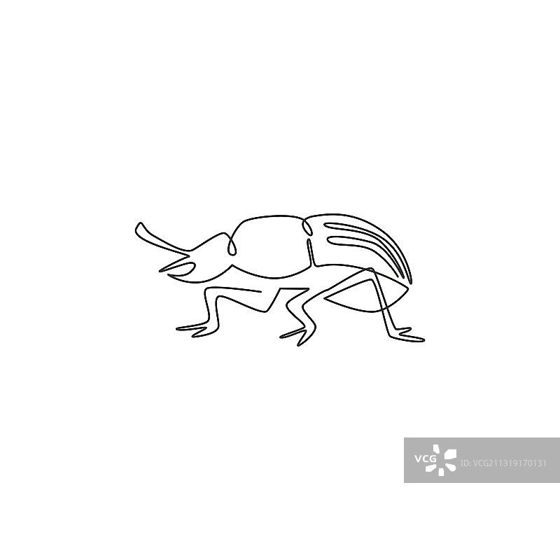 一条连续的线画出可爱的甲虫图片素材