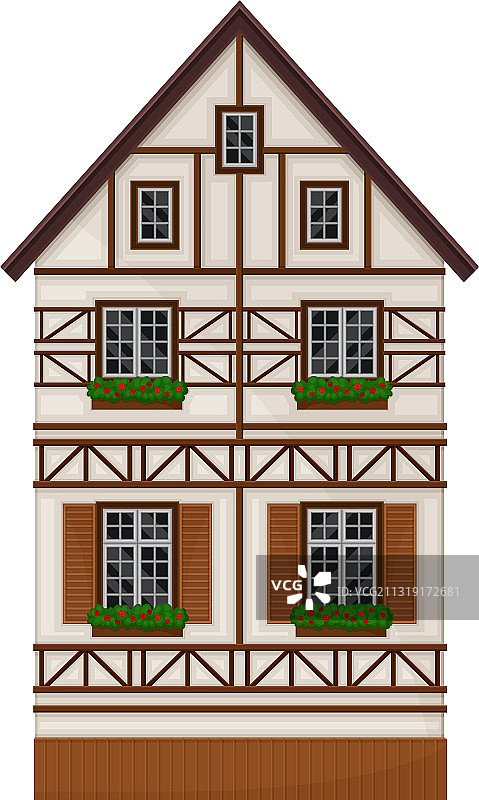 传统的德国木结构房子，有窗户图片素材
