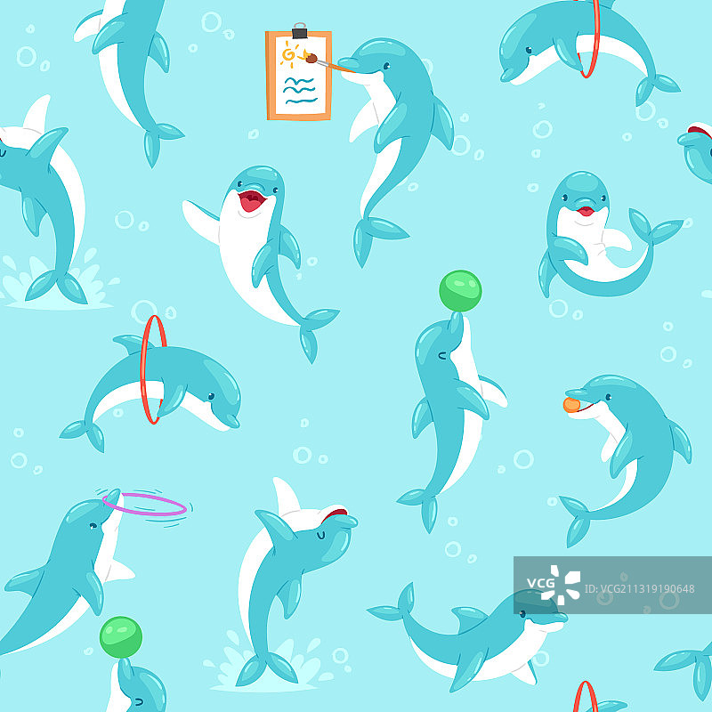 鲨鱼无缝图案纺织海豚海蓝色图片素材