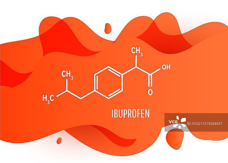 布洛芬具有液体化学分子结构图片素材