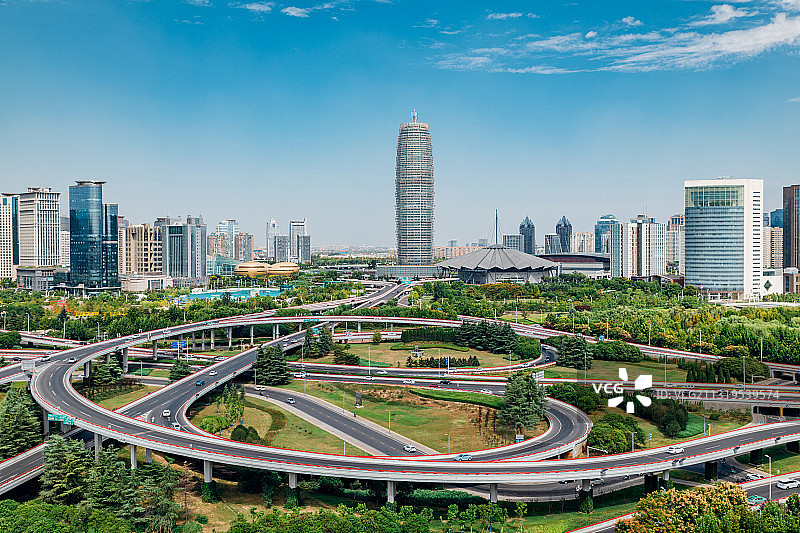 河南省郑州市CBD地标城市风光建筑发展建设全景图图片素材