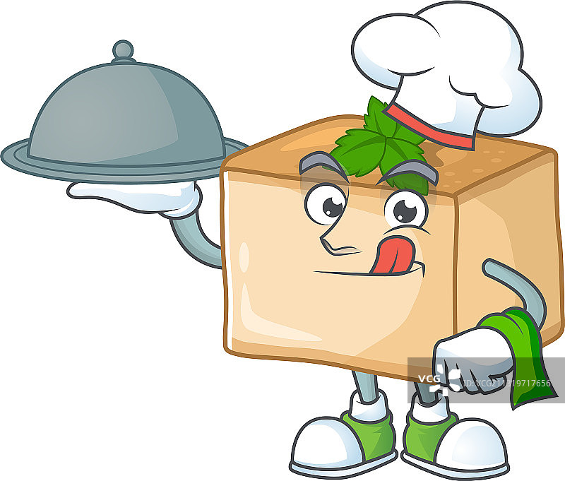 厨师卡通人物巴博萨与食物托盘图片素材