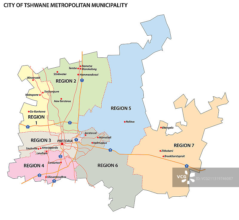 行政地图城市茨瓦内比勒陀利亚图片素材