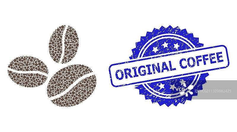 纹理原始的咖啡印章和递归印章图片素材