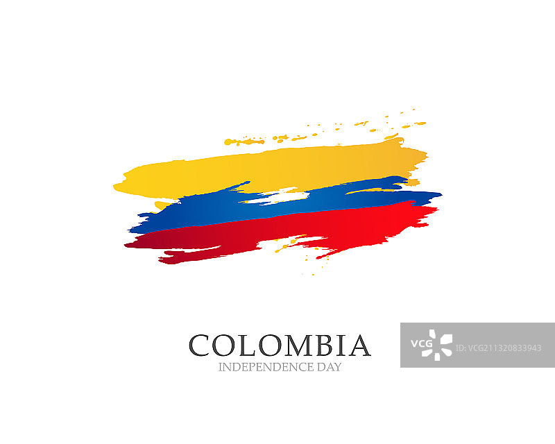 哥伦比亚国旗在白色的背景刷图片素材