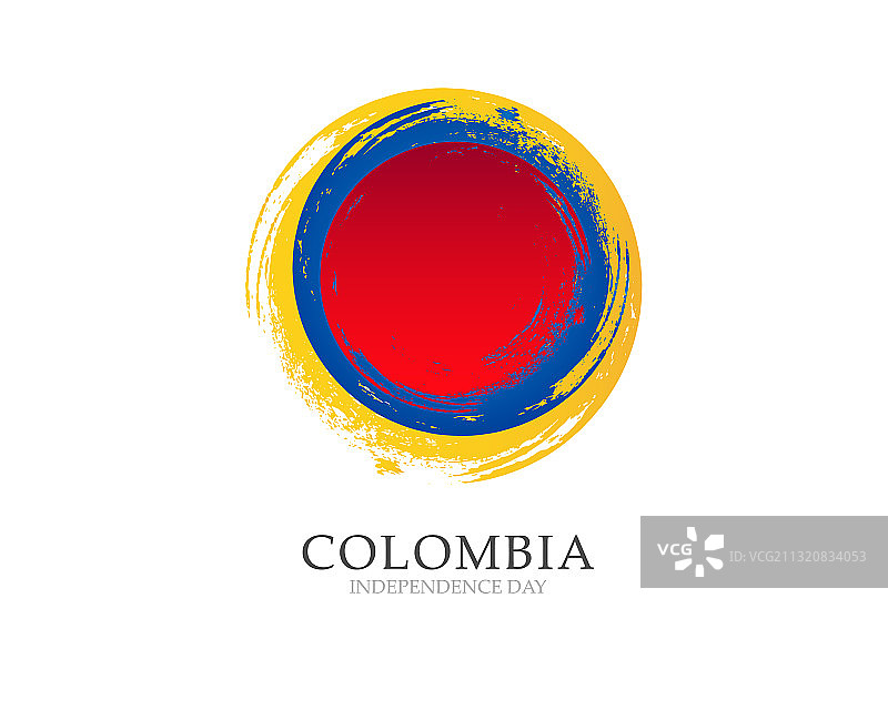 哥伦比亚国旗在白色的背景刷图片素材