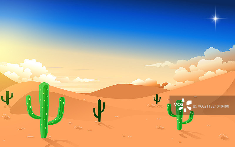 日落中的沙漠景观图片素材