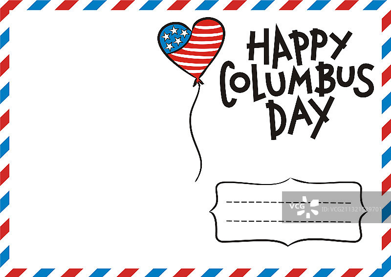 快乐哥伦布日明信片在美国国家颜色图片素材