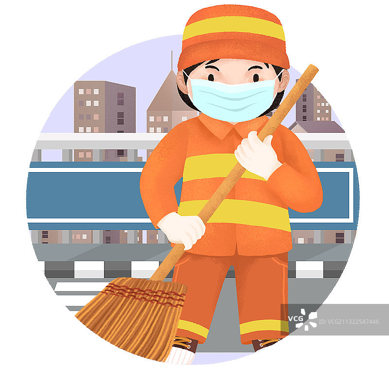 五一劳动节清洁工职业插画图片素材