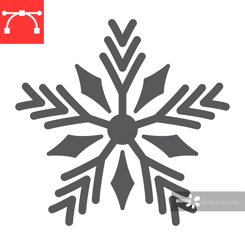 雪花字形图标圣诞快乐和霜降图片素材