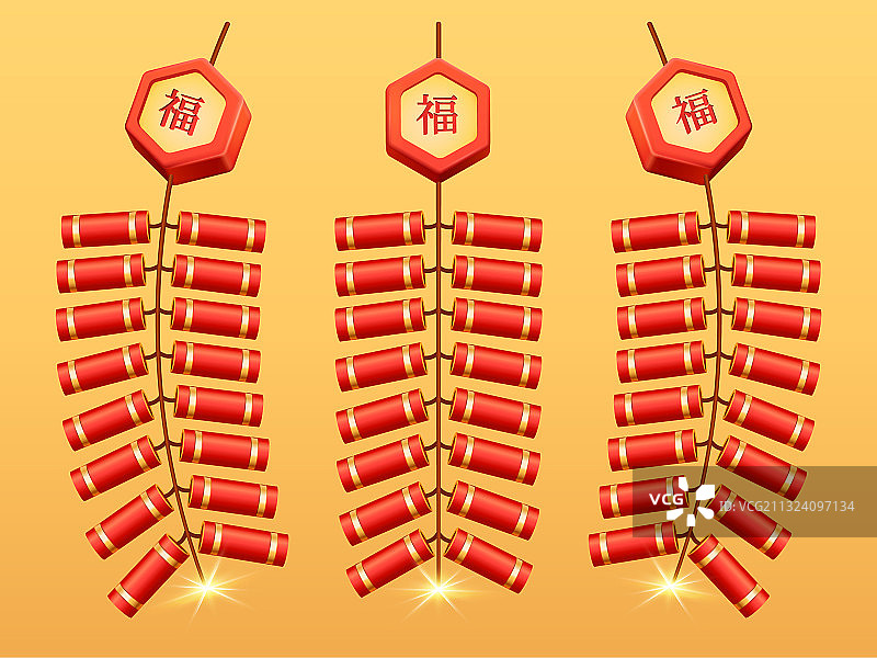 中国烟花爆竹串花环图标图片素材