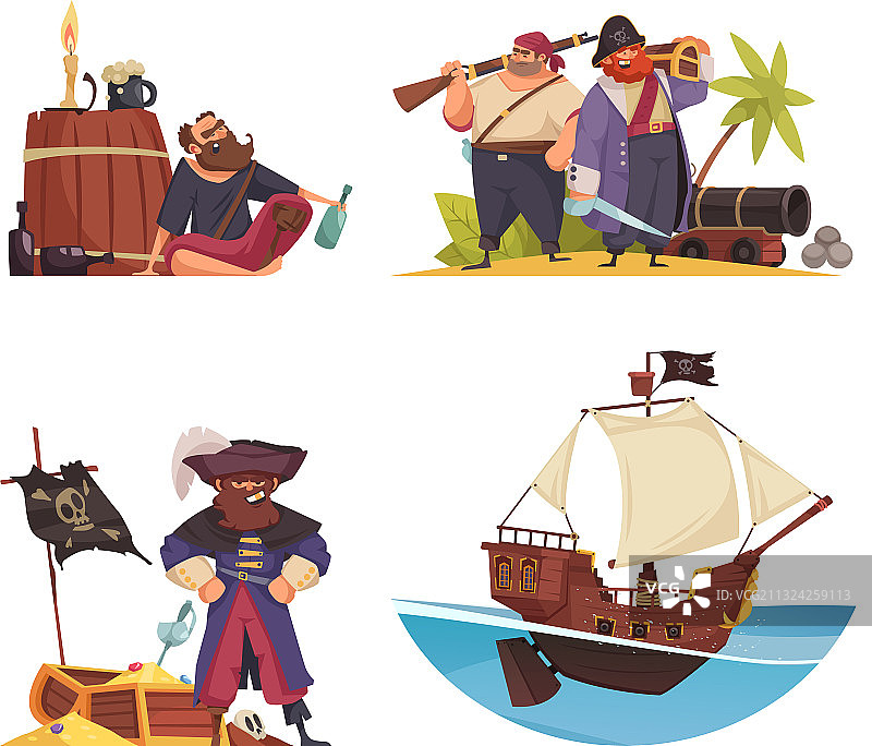 卡通海盗作品套装图片素材