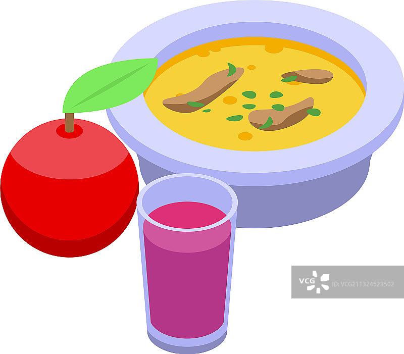 素食汤午餐图标等距风格图片素材
