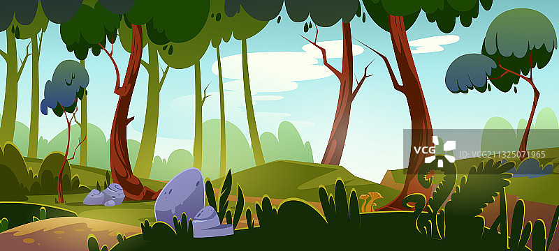 卡通森林背景自然公园景观图片素材
