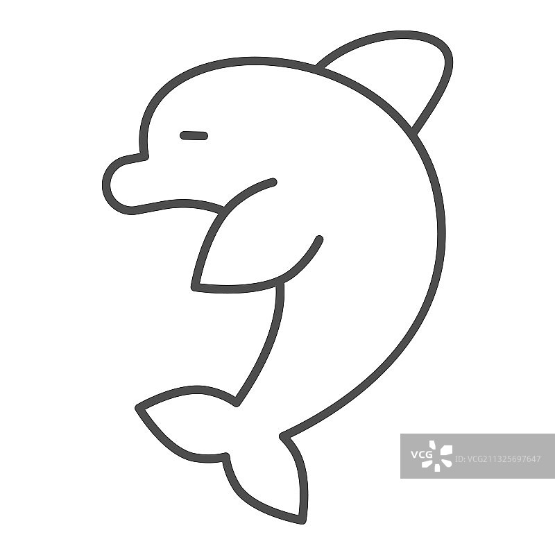 海豚细线图标水上乐园概念小图片素材