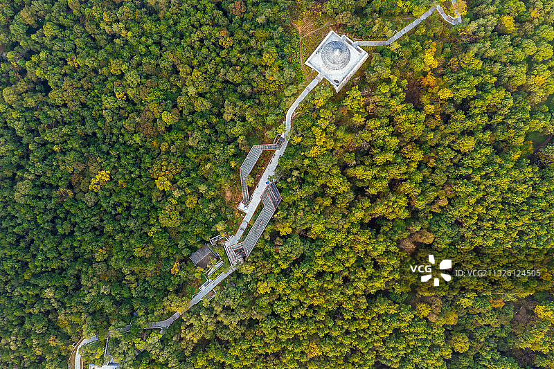 航拍吉林市玄天岭公园林间路图片素材