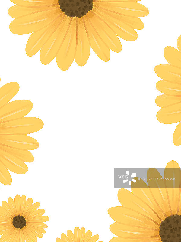 黄色非洲雏菊花单品花卉相框壁纸纹理印花素材元素插画图片素材