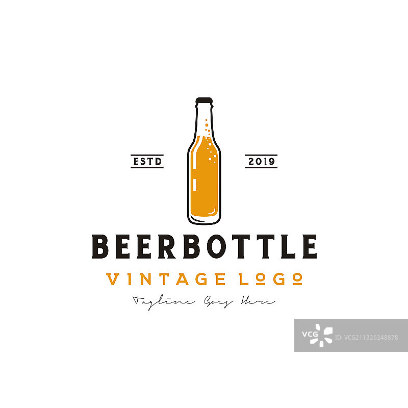 简单复古啤酒瓶标志设计图片素材