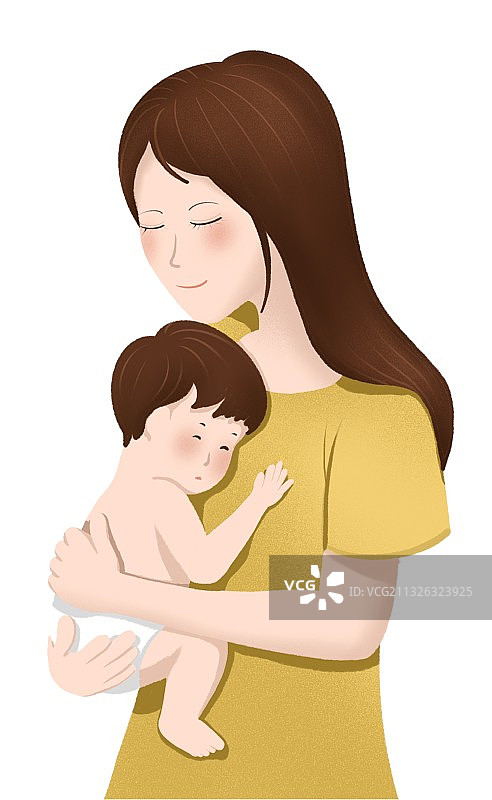 年轻的母亲和婴儿插画图片素材