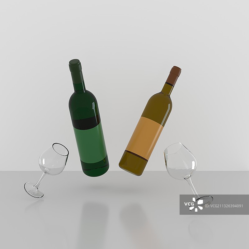 3D渲染的玻璃酒瓶图片素材