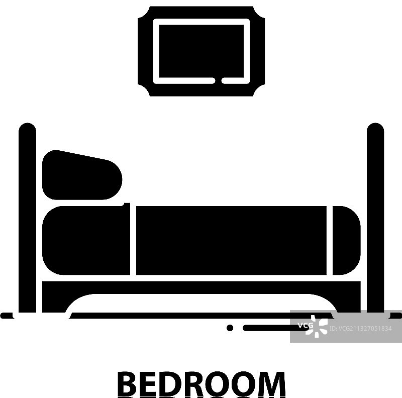 卧室图标黑色标志与编辑图片素材