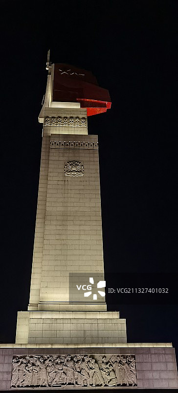 江西八一南昌起义纪念塔侧面夜景图图片素材