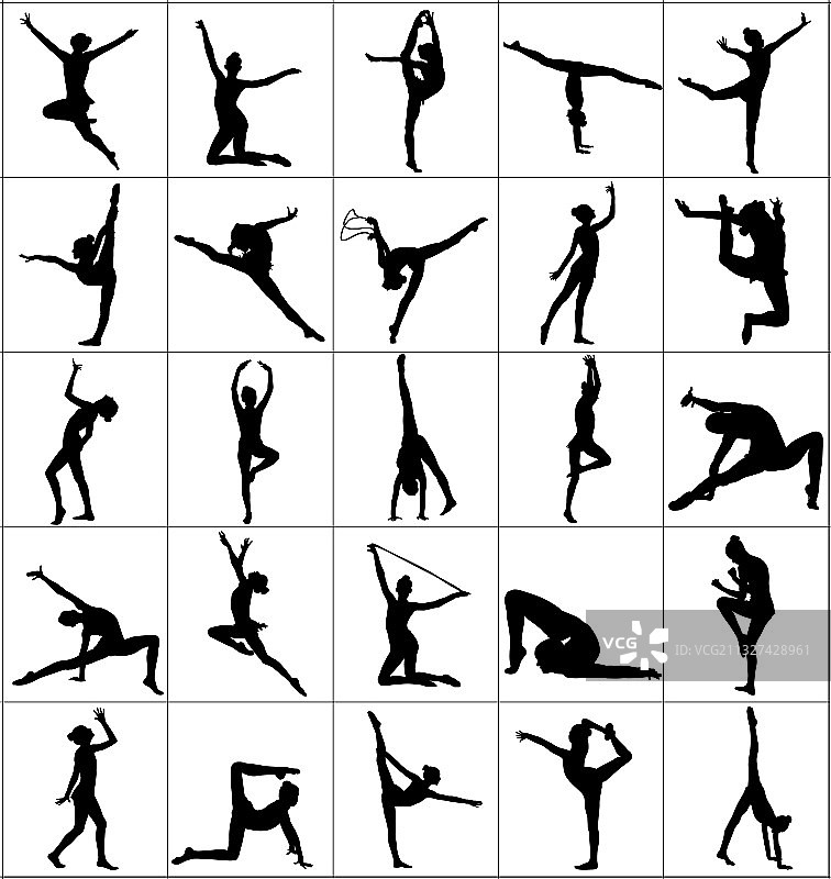 芭蕾舞女孩身材剪影艺术体操图片素材