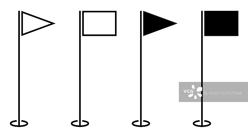 设置图标三角形和结束高尔夫旗图片素材