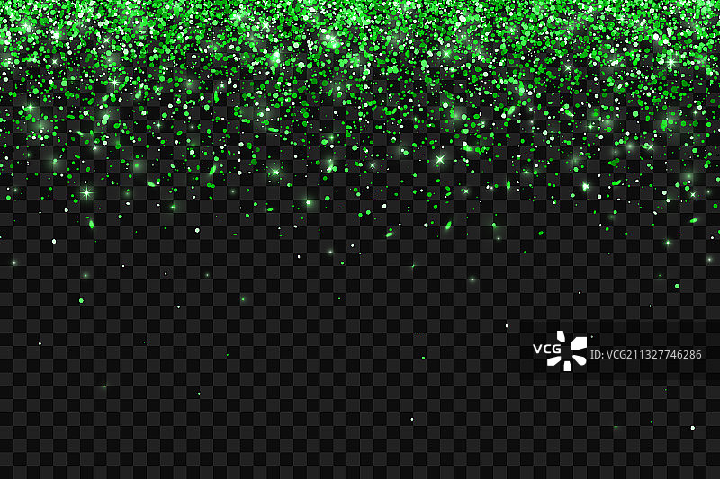 绿色的下落粒子在透明的背景图片素材