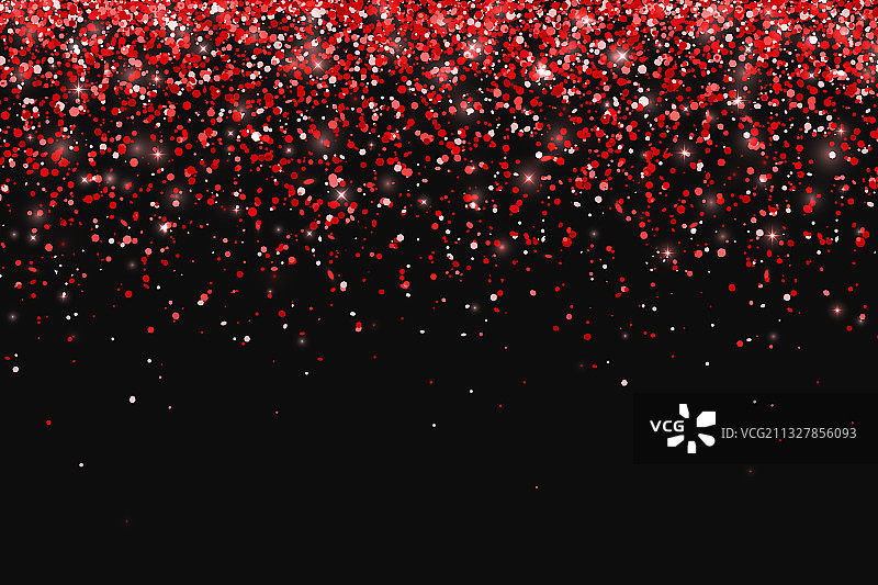 红色闪光在黑色背景下落粒子图片素材
