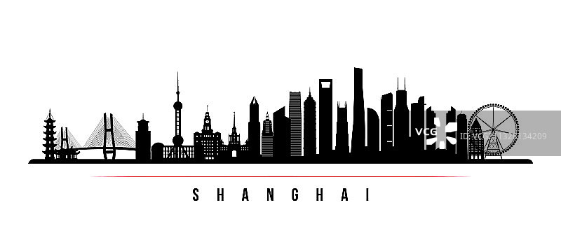 上海天际线横旗图片素材