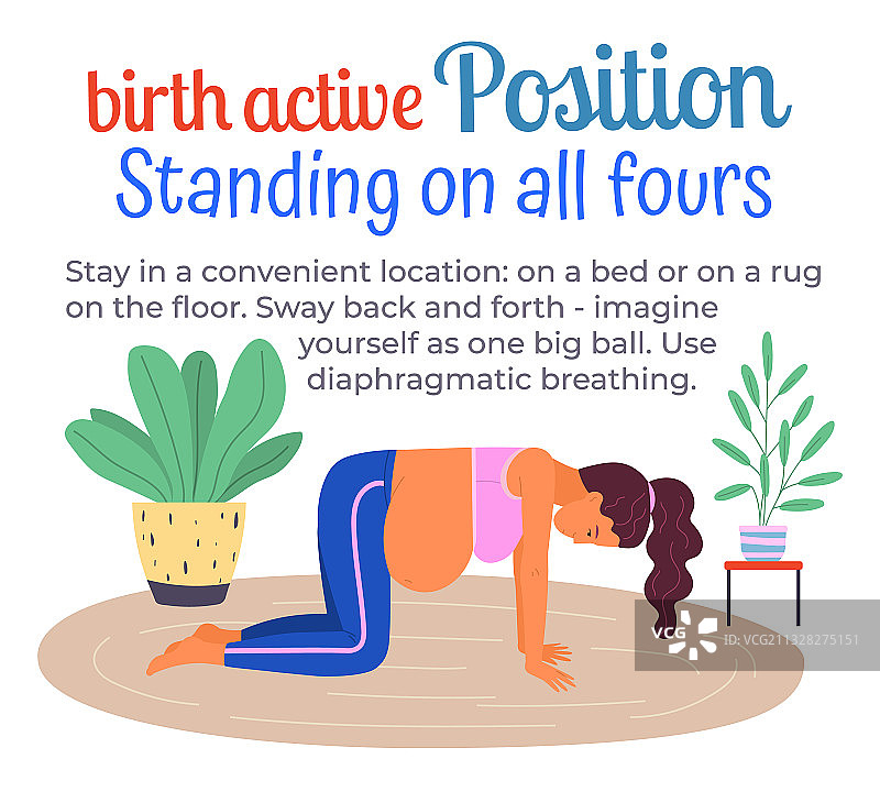 孕期准备分娩活动体位图片素材