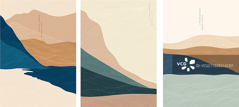 抽象背景与日本波模式图片素材
