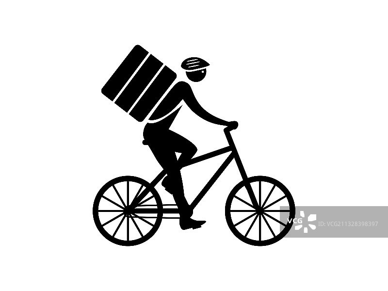 快递员骑自行车递送订单图标字符图片素材