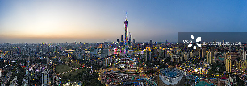 航拍广州城市日落风光图片素材