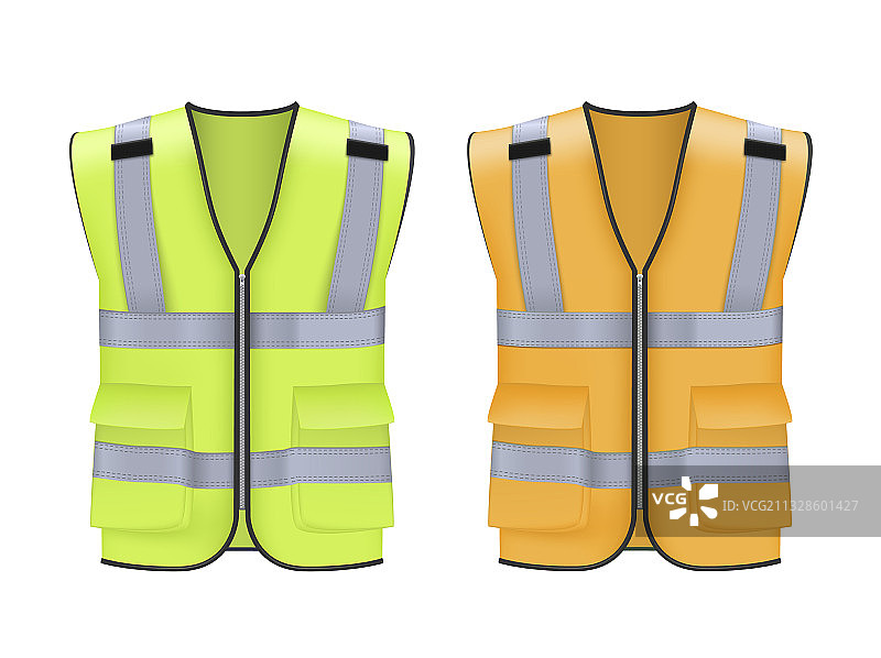黄色口袋的安全反光背心图片素材