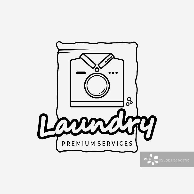 t恤标识设计线艺术洗衣业务图片素材