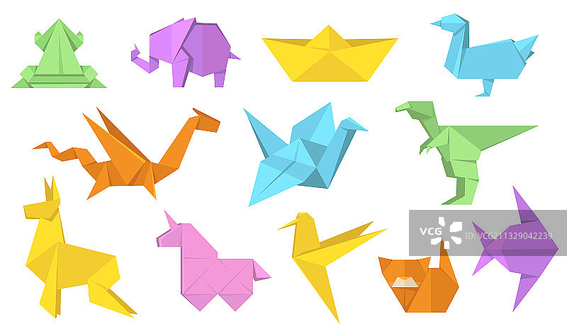 日本折纸动物平套图片素材