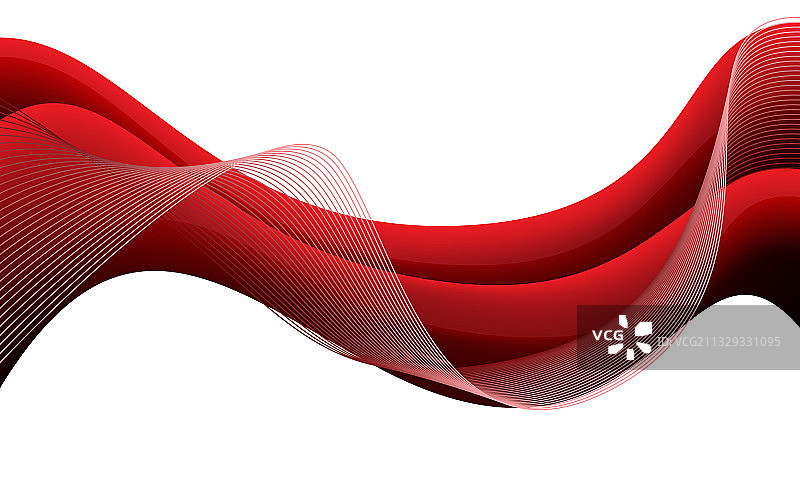 抽象的红色波浪曲线上的白色设计摩登图片素材