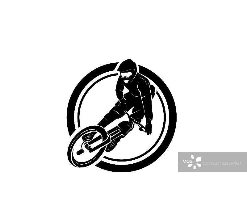 下坡自行车比赛标志设计剪影图片素材