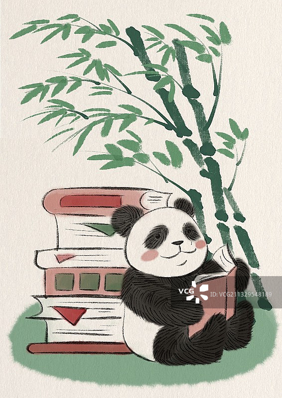 熊猫读书图片素材