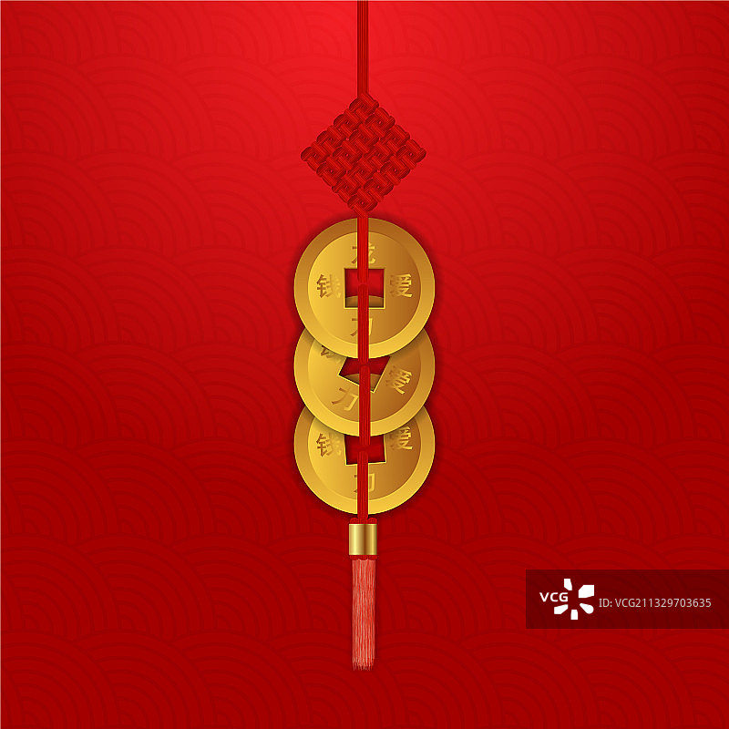 中国新年幸运三枚硬币套装设计图片素材