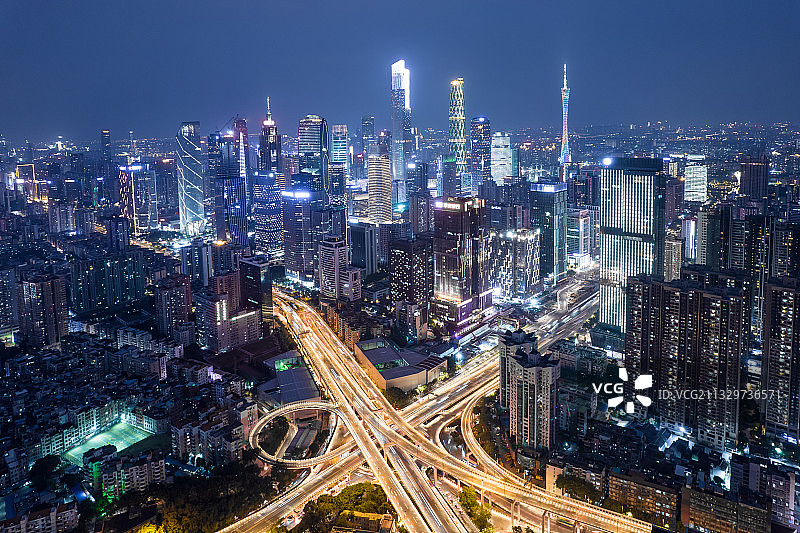 广州航拍城市夜景图片素材
